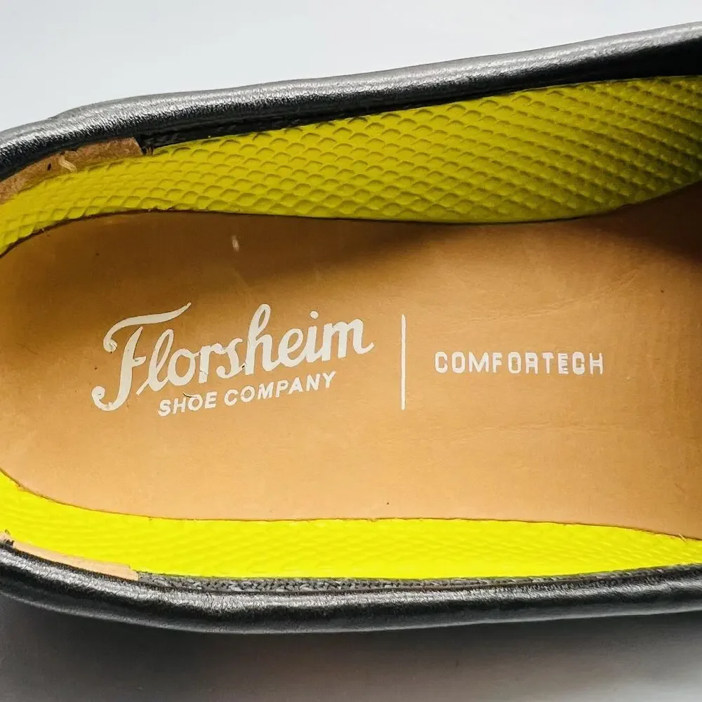 Florsheim Shoes Mens 9.5 Black Knit Leather Driver Penny Loafers Casual Comfort